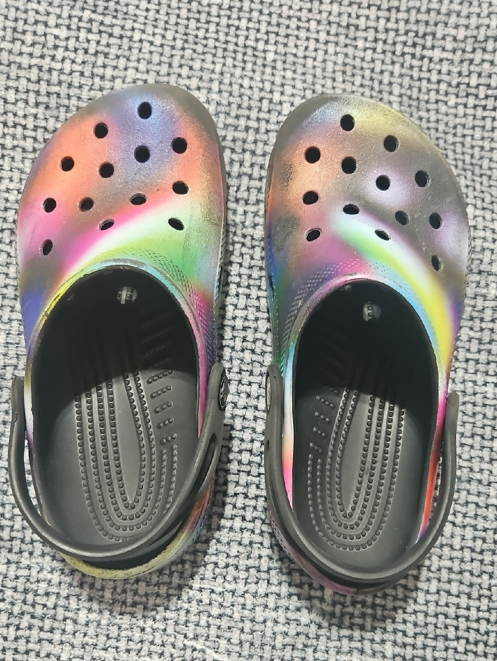 CROCS Kids Rainbow Metallic Foam Clogs - Black Interior